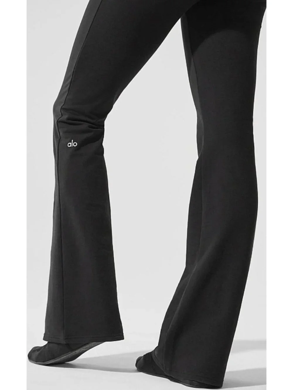 Alo Sway Bootcut Sweatpant Soft Black Distressed Booty-Lift Stretchy Flared Pant